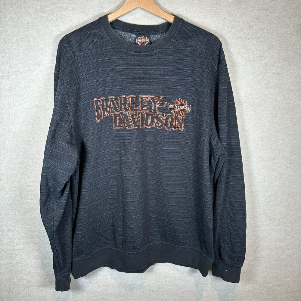 Harley Davidson Long Sleeve Men Large Gray Tucson AZ Logo Pullover Embroidered